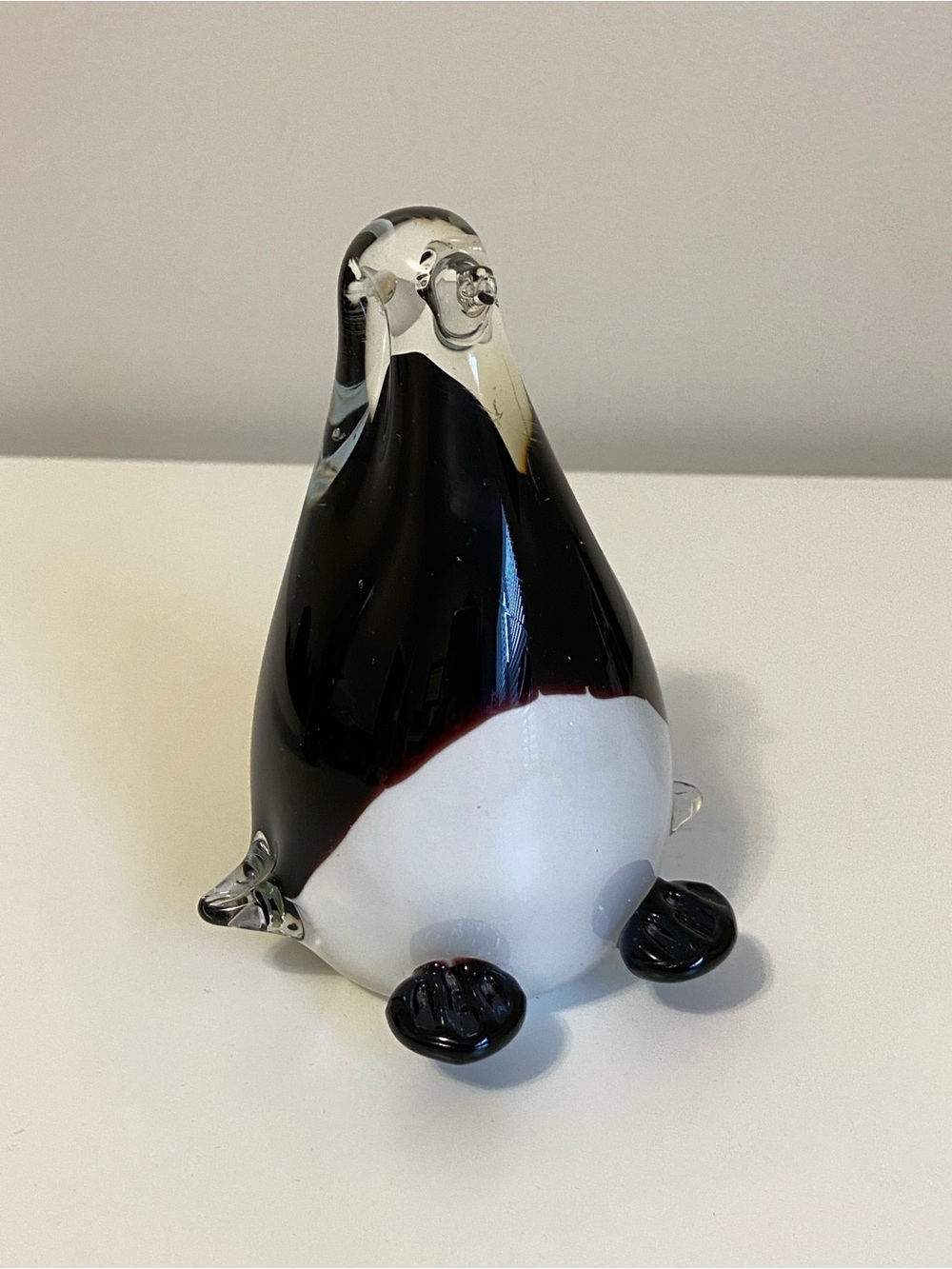 Vintage Murano Style Hand Blown Glass Penguin Paperweight